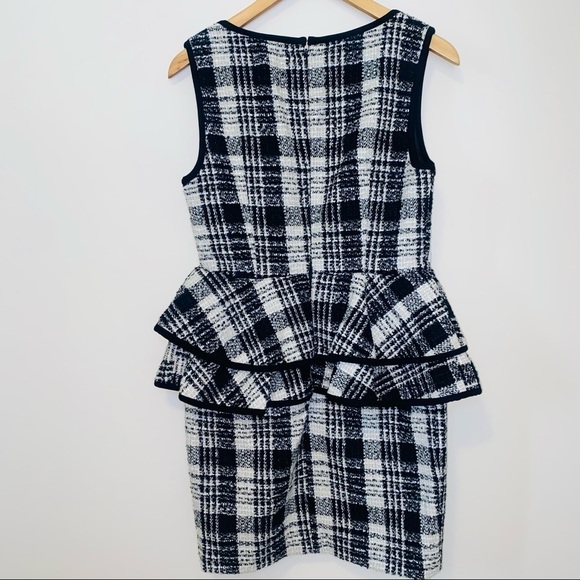 Dabuwawa Tweed Black and White Double Breasted Peplum Mini Dress Size L - Picture 6 of 8